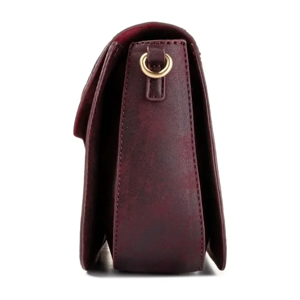 New DESIGUAL Reddish Brown Vegan Leather Shoulder Crossbody Purse Bag‎ Handbag